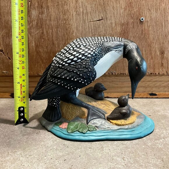 Ceramic Loon Mother & Chicks Sculpture - Picture 9 of 10